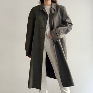 Vintage 90s Grey Alpaca Wool Loden Coat, Made in Austria image 3