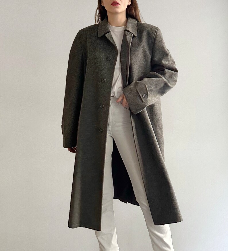 Vintage 90s Grey Alpaca Wool Loden Coat, Made in Austria image 3