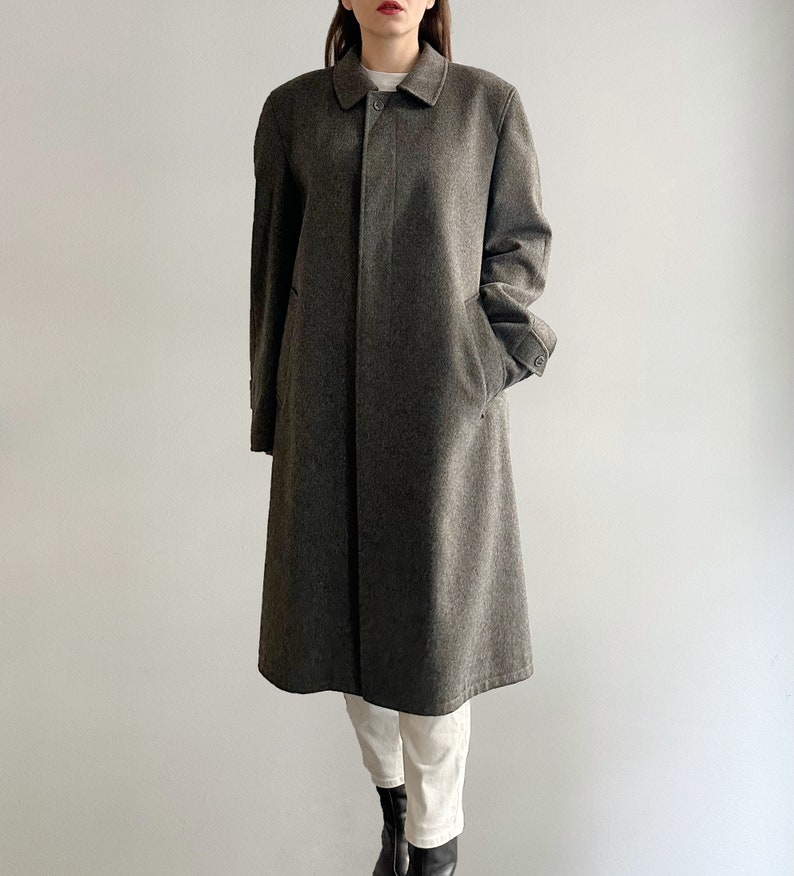Vintage 90s Grey Alpaca Wool Loden Coat, Made in Austria image 2