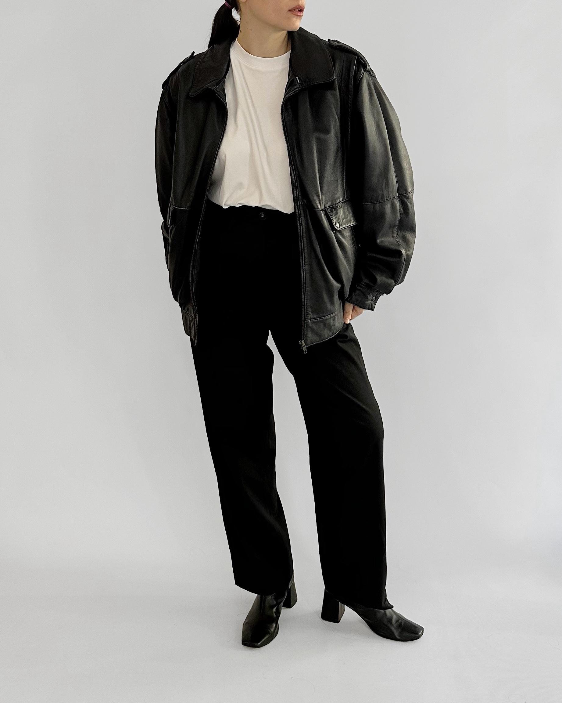 Vintage 1980s Black Lamb Leather Bomber Jacket – Made in Spain - Etsy