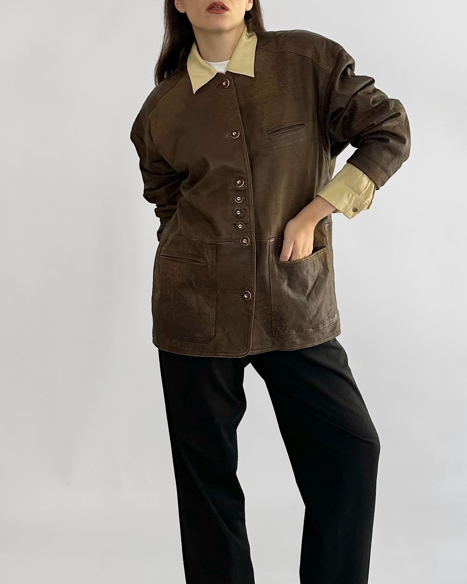 1980年代のヴィンテージチロリアン風ブラウンレザージャケット - Etsy 日本