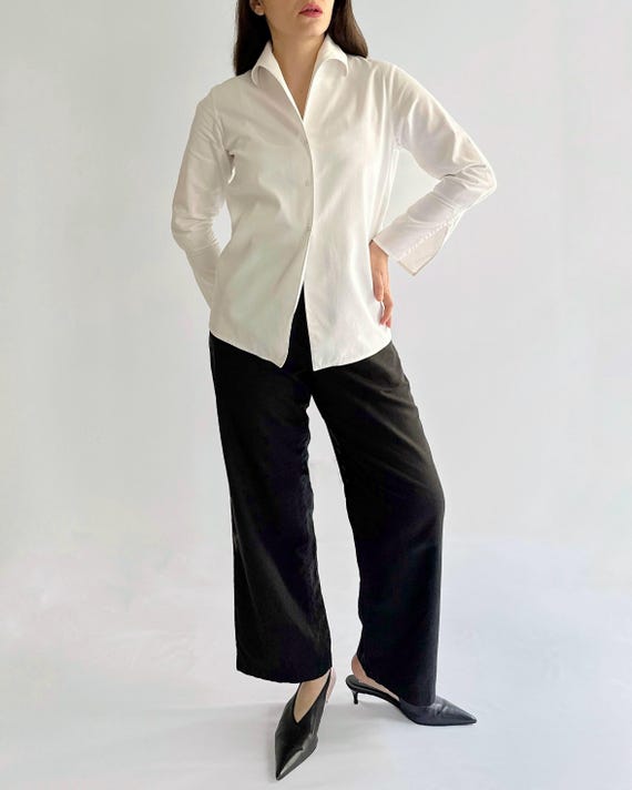 Vintage chemisier en coton blanc Anne Fontaine chemise aux