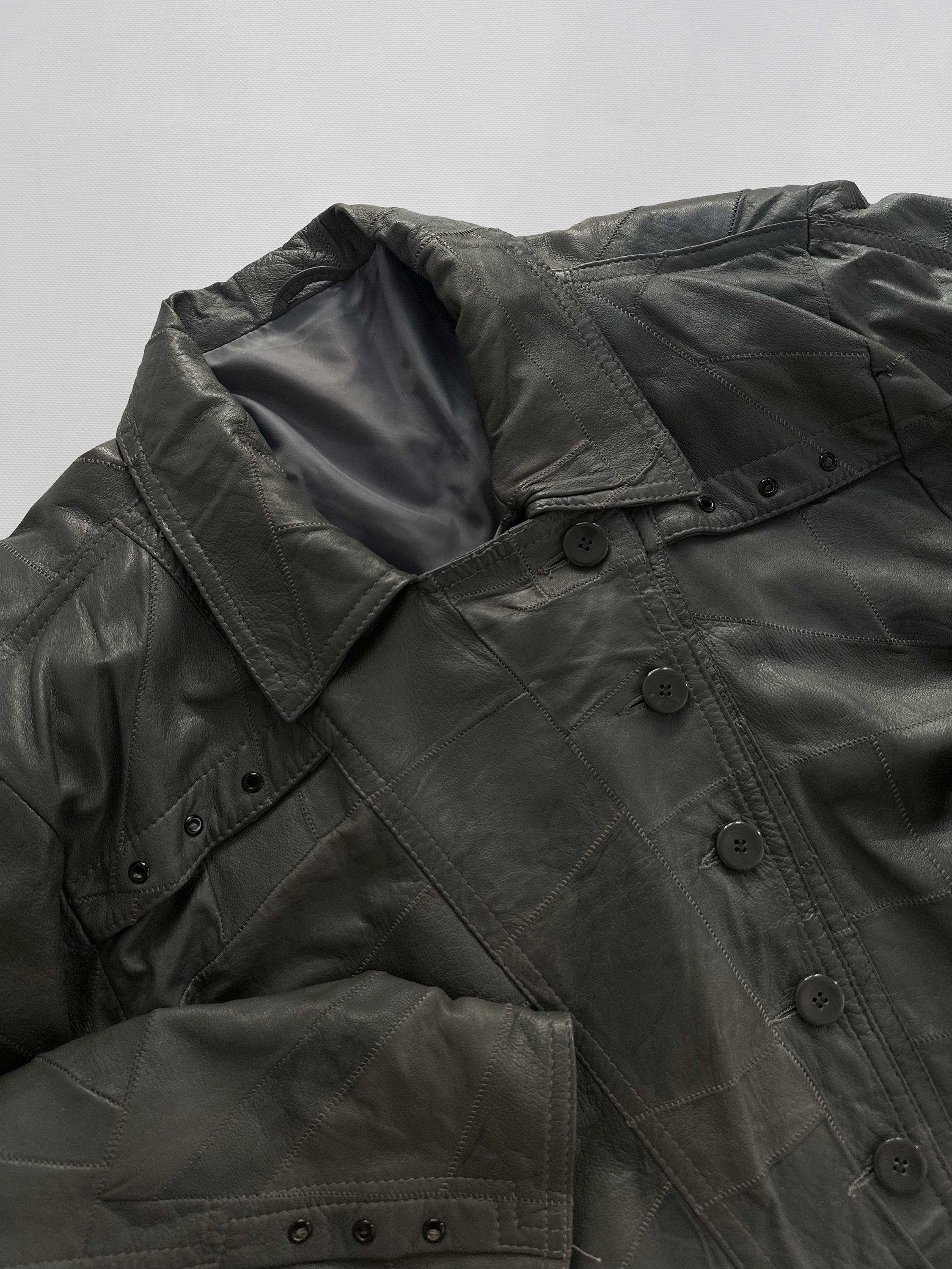 Vintage 1980s Grey Patchwork Leather Bomber Jacket - Etsy