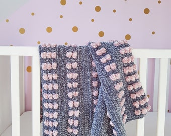 Crochet Baby Blanket Pattern, Northern Blossom Baby Blanket Cosy Home Accessory, Bobble Stitch Crochet Blanket Pattern