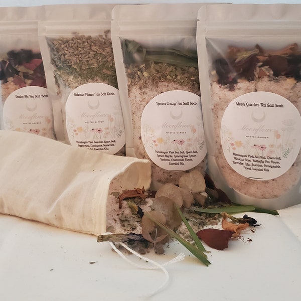 Botanical Bath Tea, Herbal Bath Tea, Salt Soak, Ritual Bath Salts, Self Care Set,Tub Tea, Spiritual Bath Soak, Ritual Bath Herbs