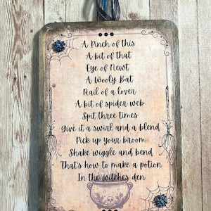 Kitchen Witch Sign Halloween Decor, Witch Potion Recipe