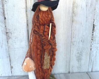 Wool Yarn Kitchen Witch Doll Fall Witchy Decor Samhain Doll