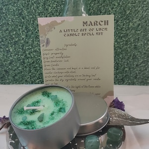 Luck Spell Kit: Wealth & Prosperity Candle with Aventurine