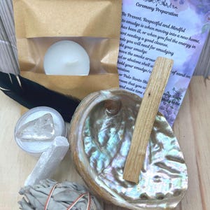 Energy Cleansing Kit: Sage Smudge, Selenite, Palo Santo & Abalone