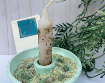 Witch Money Candle Bowl, Luck Spell Intention Kit, Witchcraft Ritual, Offering Candle Set, Altar Candle, Witchcraft Kit, Luck Money Magick