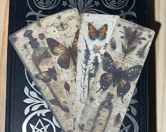 Witchy Bookmark, Lunar Moth Bookmark, Vintage Inspired Bookmark, Gothic Dark Bookmarks, Witch Bookmark