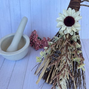 Mini Witch Besom: Cinnamon Scented Altar Broom, Herbal Protection