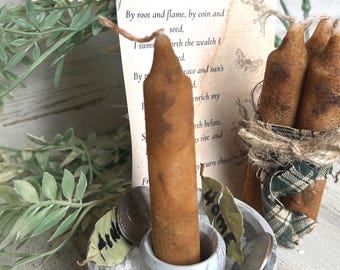 Primitive Cinnamon Chime Candles, Prosperity Ritual, Witch Altar Decor (Set of 3)