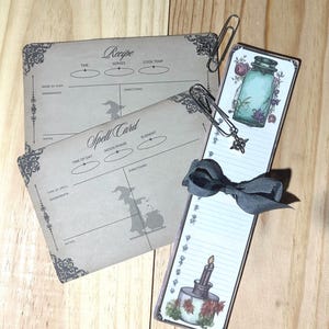 Tarjeta de receta de bruja de cocina, tarjetas de cocina de brujas, tarjetas de hechizos, tarjetas de notas de cocina de hierbas, tarjetas de hechizos de cocina, cocina de brujas, caja de recetas de brujas