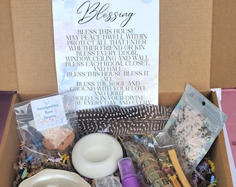 House Cleansing Kit, New House Blessing Box, Energy Clearing Kit, Spiritual Gift Box, Smoke Cleanse Kit, Palo Santo Smudge Holder Set