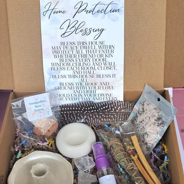 House Cleansing Kit, New House Blessing Box, Energy Clearing Kit, Spiritual Gift Box, Smoke Cleanse Kit, Palo Santo Smudge Holder Set