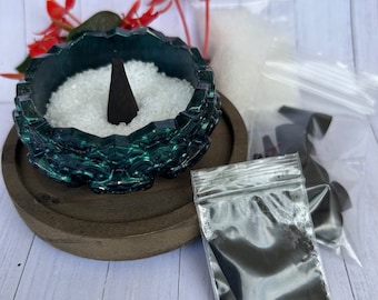 Black Witch Salt Incense Kit: Lotus Bowl & Charcoal Cones