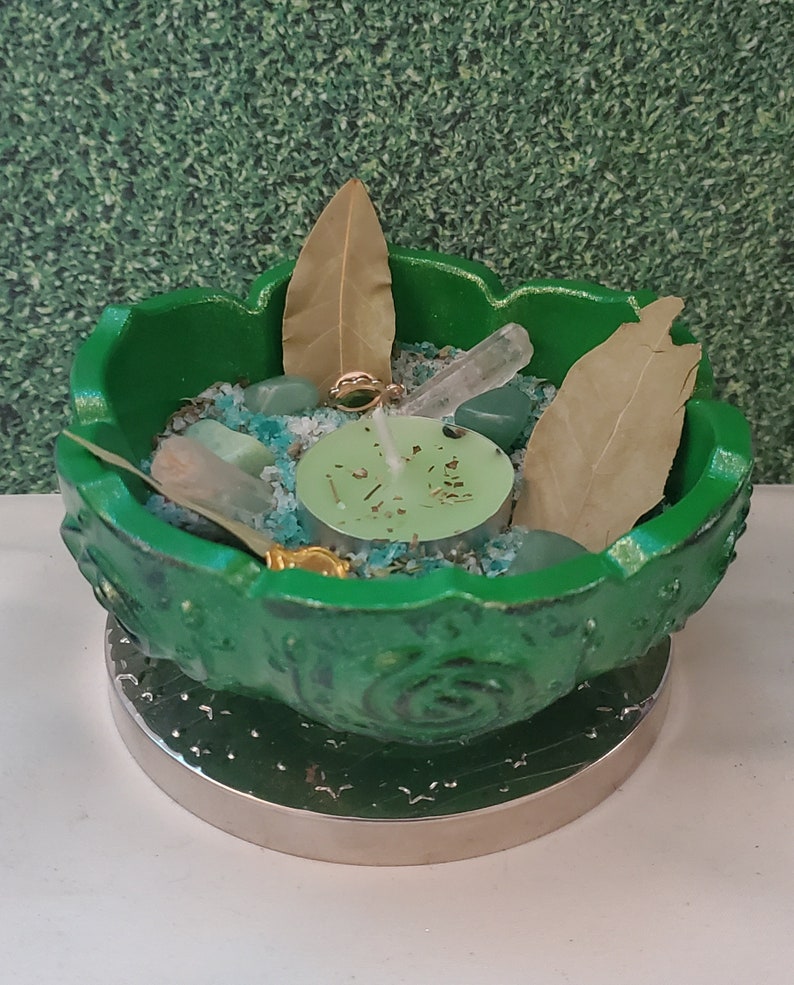 Witch Salt Bowl, Money Bowl, Witchcraft Ritual, Offering Bowl, Altar Bowl, Wicca Kit, Luck Money Magick image 1