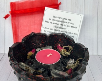 Witch Lilith Black Salt Bowl, Lilith Offering Bowl, Witchcraft Ritual, Offering Bowl, Altar Bowl, Wicca Kit, Goddess Magick, Lilith Altar