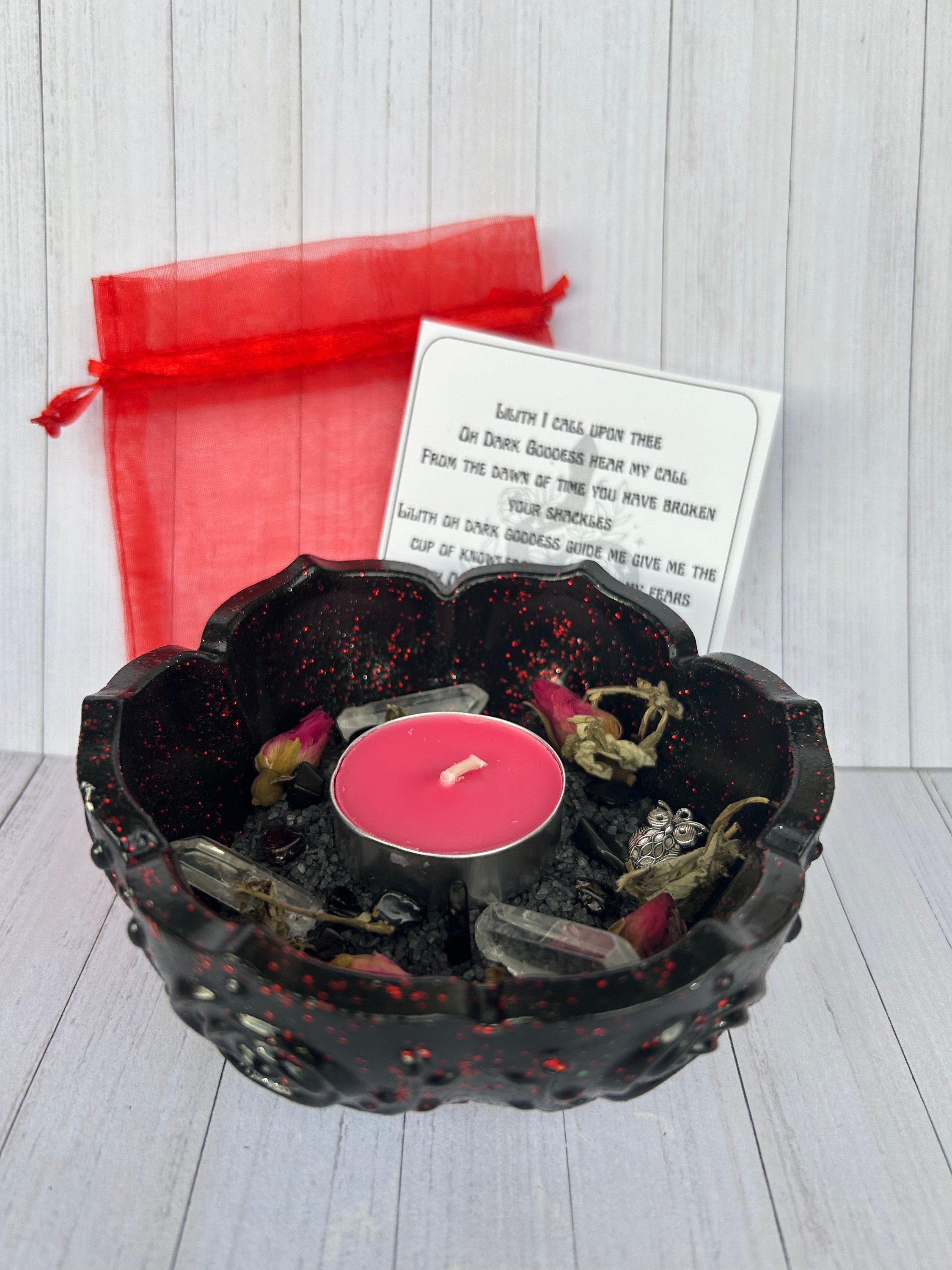 Witch Lilith Black Salt Bowl, Lilith Offering Bowl, Witchcraft Ritual, Offering Bowl, Altar Bowl, Wicca Kit, Goddess Magick, Lilith Altar