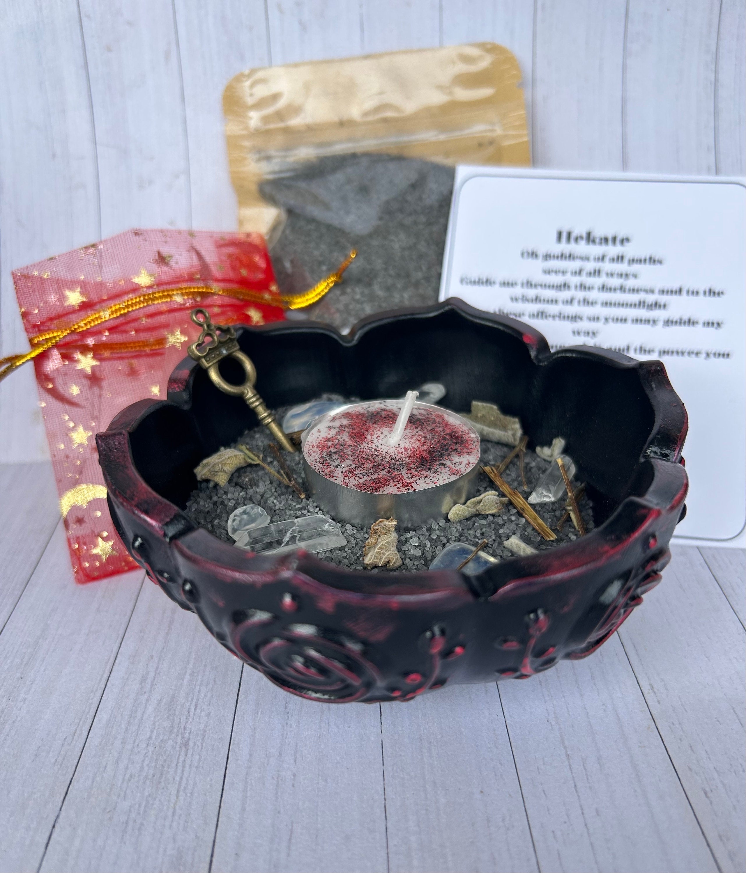 Witch Hekate Black Salt Bowl, Hekate Offering Bowl, Witchcraft Ritual, Offering Bowl, Altar Bowl, Wicca Kit, Protection Magick, Hekate Altar