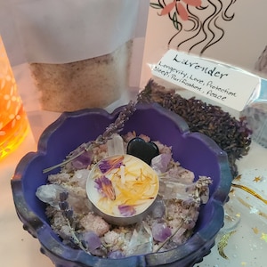 Witch Salt Bowl, Witchcraft Ritual, Offering Bowl, Altar Bowl, Wicca Kit, Protection Magick, Calming Lavender Salt