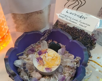 Witch Salt Bowl, Witchcraft Ritual, Offering Bowl, Altar Bowl, Wicca Kit, Protection Magick, Calming Lavender Salt