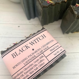 Artisan-Seife Schwarze Hexe: Palmarosa, Zedernholz & Lavendel