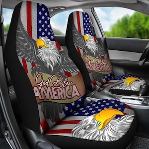 USA Eagle Bird - ユニバーサルフロントカーシートカバー 2 個セット 保護装飾 彼女または彼へのギフト クリスマスギフト 誕生日ギフト