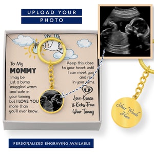 Chaveiro personalizado para a mamãe dar de presente, chaveiro com foto personalizada, cartão de mensagem de sonograma, chaveiro do dia das mães, de namorado para namorada
