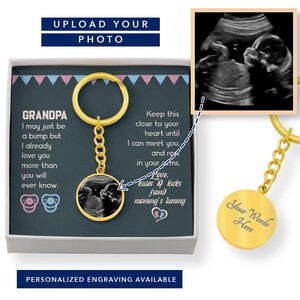 Vovô para ser chaveiro presente, cartão de mensagem do dia dos pais, chaveiro de bebê recém-nascido com imagem de ultrassom presente de filha ou filho