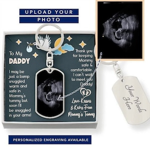 Papa To Be Dog Tag Nachricht Karte Geschenk Schmuck vorhanden, Zum ersten Mal Papa Vatertag Nachricht Karte mit Hundemarke Schlüsselanhänger, Neugeborene Baby Schlüsselanhänger