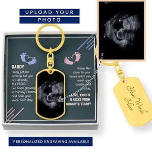 Daddy To Be Dog Tag Berichtkaart Cadeau Sieraden Aanwezig, Eerste keer papa Vaderdag Berichtkaart met Dog Tag Sleutelhanger, Pasgeboren Baby Sleutelhanger