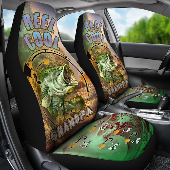 Personalized Grandpa Fishing Set of 2 Universal Front Car Seat