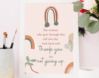Inspirational Don&#39;t Give Up Artwork Card Printable / Infertility, Grief, Loss, Breakup, Divorce Gift / Instant Download