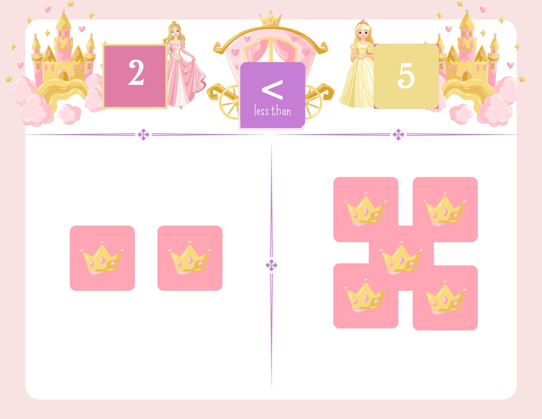 Princess Math Game | Comparing Numbers, Counting to 12 (digital ...