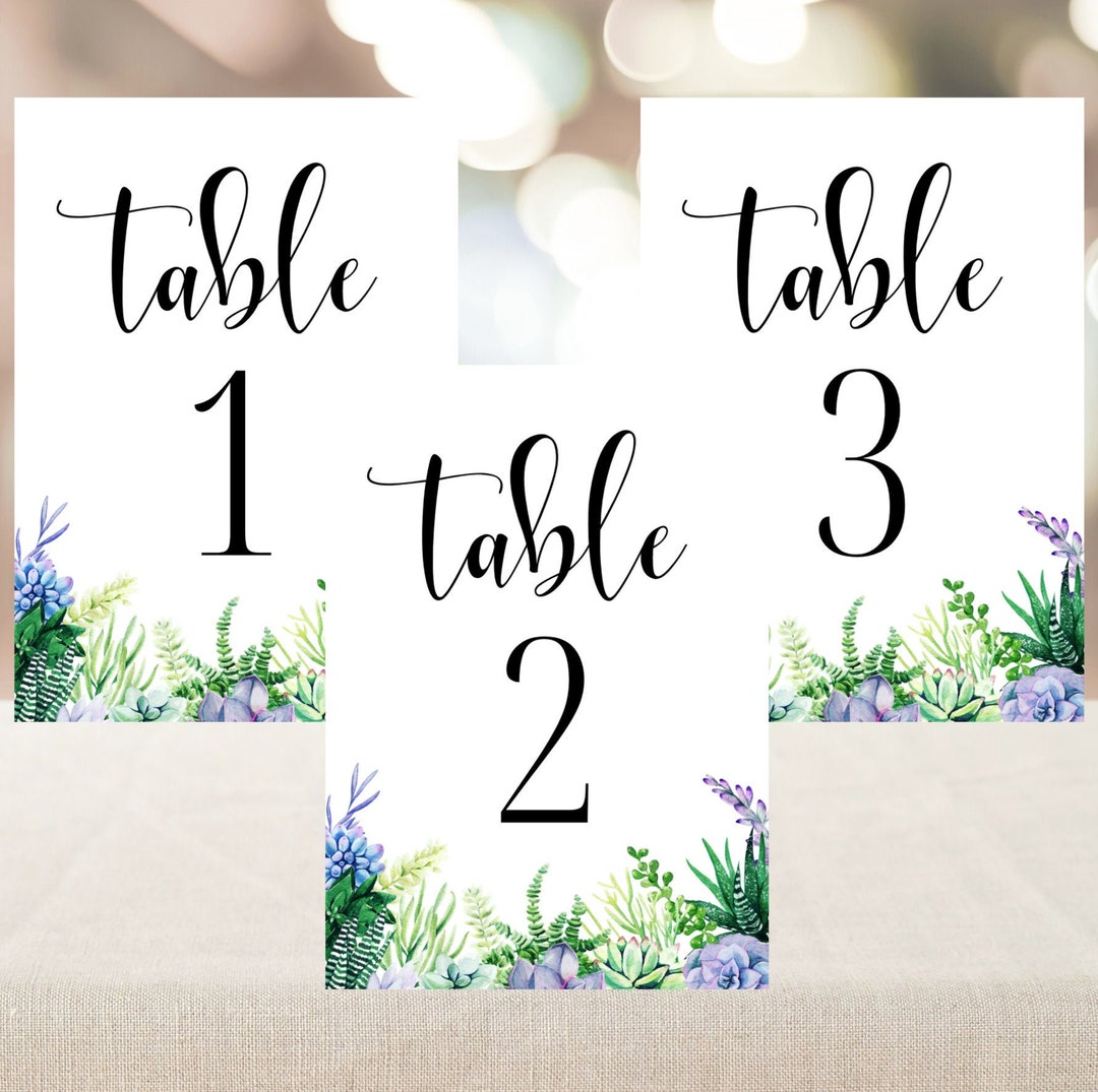 Printable Table Numbers 130 With Succulent/floral Design for Etsy