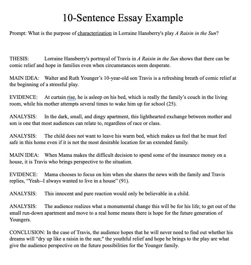 how to write a 10 sentence essay