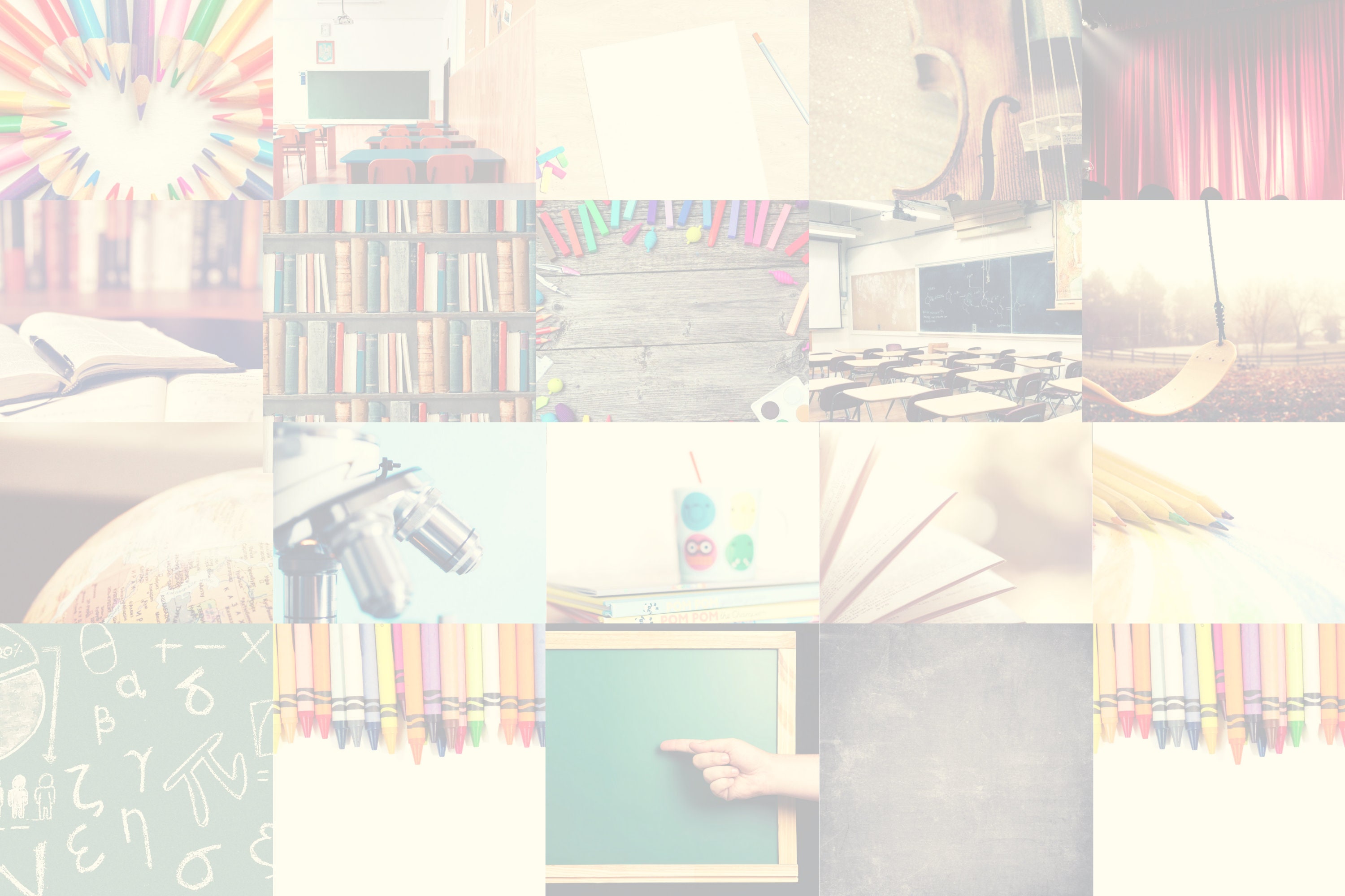 Scrapbook Paper School Theme / 20 Unique Pages 12x12 / Digital Download