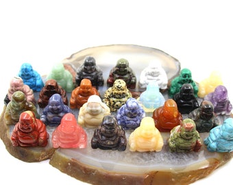 1.5 Inches Crystal Buddha Statue Decor,Gemstone Hand Carved Maitreya Buddha Figurine Talisman,Laughing Buddha Sculpture Crafts,luck gift