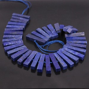 Long Size Natural Lapis Lazuli Rectangle Slice Nugget Beads,Natural Blue Stone Faceted Stick Pendants Crafts Findings Bulk,Full strand
