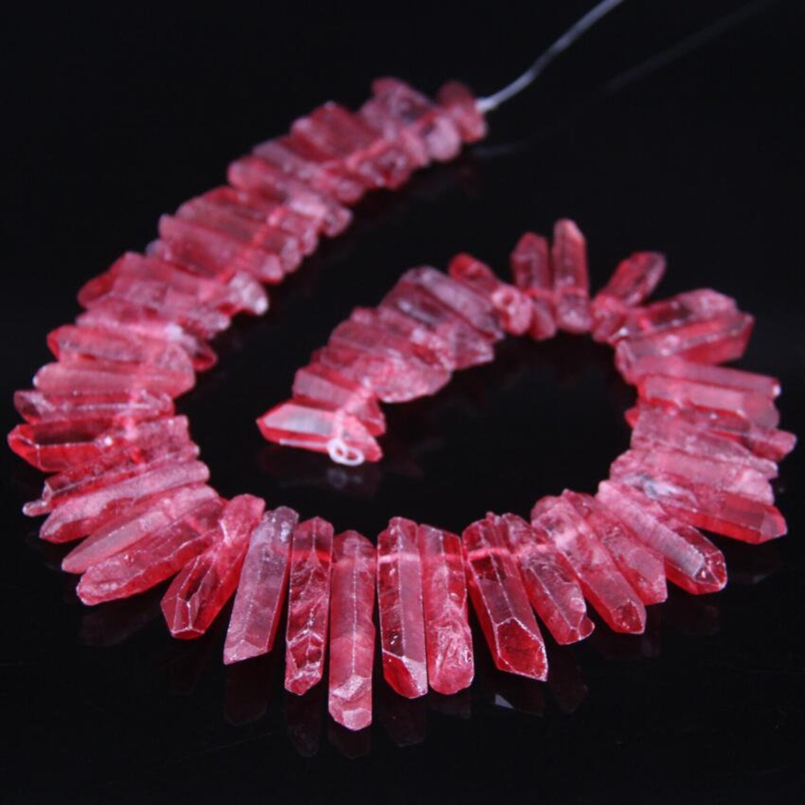 Full Strandred Raw Crystal Top Drilled Point Beads Bulkrough Etsy