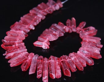 Titanium Quartz Crystal Stick Beads, Top Drilled, Jewelry Making
