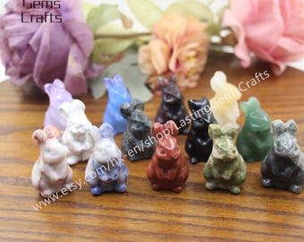 1.4 inches Natural Stone Rabbit Statue,Hand carved Rabbit Figurine Decor Crafts,Healing Crystal  Animal Sculpture,Easter Decoration,Gifts