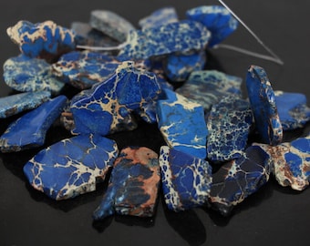 Blue Sea Sediment Jasper Slab Loose Beads,Top Drilled Nugget Slice Pendants Necklace Making