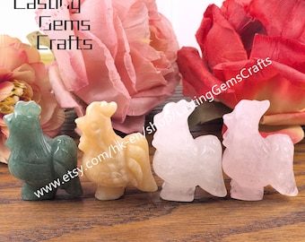 2inch Healling Crystal Quartz Rooster Carving Statue Home Decoration,Gemstone Chicken Animal Figurine Gifts