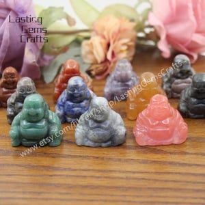 1.5 Inches Crystal Buddha Statue Decor,Gemstone Hand Carved Maitreya Buddha Figurine Talisman,Laughing Buddha Sculpture Crafts,luck gift