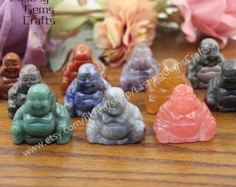 1.5 Inches Crystal Buddha Statue Decor,Gemstone Hand Carved Maitreya Buddha Figurine Talisman,Laughing Buddha Sculpture Crafts,luck gift