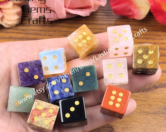 Hand Carved Crystal D6 Dice,Polished Gemstone Carved Dice-15mm