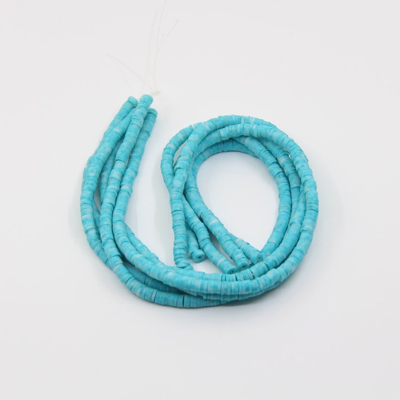 6mm Flat Rondelle Polymer Clay Loose Beads,Double Gradient Color Polymer Clay Spacers Plastic Bead,Blue Tiny Vinyl Disc Heishi Beads